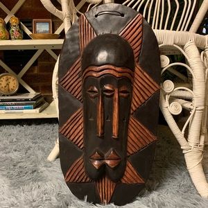 Wooden Tribal Mask African Art Decor from Ghana